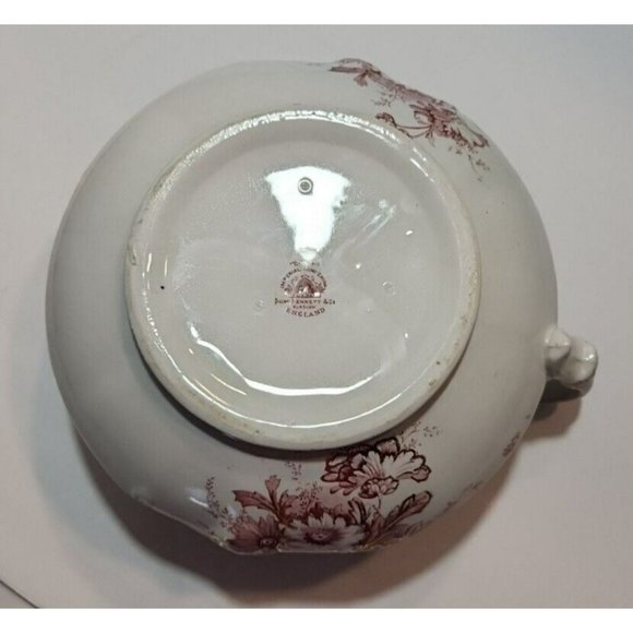 Antique Dunn Bennett & Co Chamber Pot in Daisy Pattern Red Florals W/ Gold Trim - Picture 7 of 11